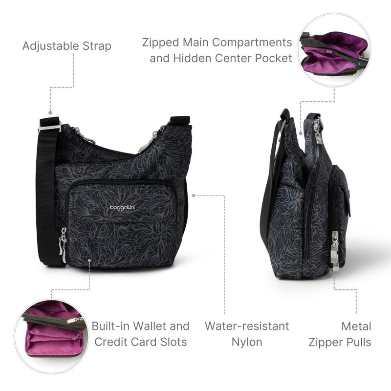 Baggallini womens Criss Cross Bagg Criss Cross Bagg Midnight Blossom, One Size - Image 3